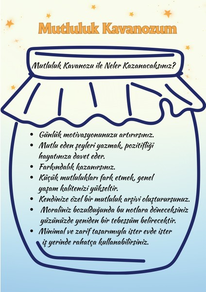 Mutluluk Kavanozu Pozitif Düşünce Defteri | Mutluluk Notları | A5 Boyut | Planlayıcı | Not Defteri fiyatları