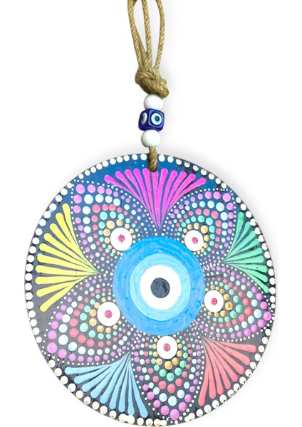 Şans ve Koruma Getiren El Boyaması Ahşap Nazarlık – 20 cm Çapında-Model-11 fiyatları