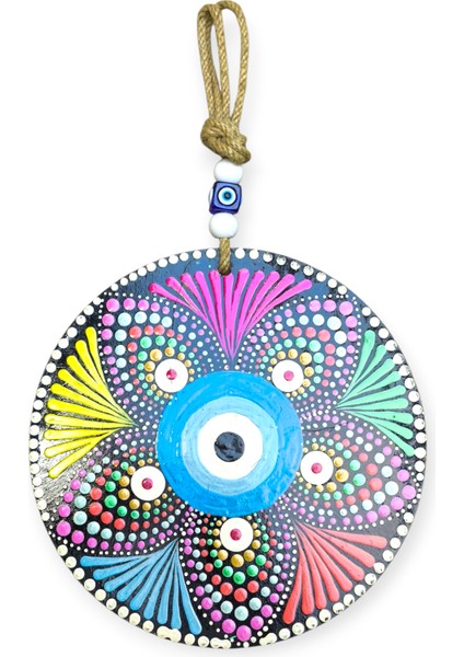 Şans ve Koruma Getiren El Boyaması Ahşap Nazarlık – 20 cm Çapında-Model-11 modelleri