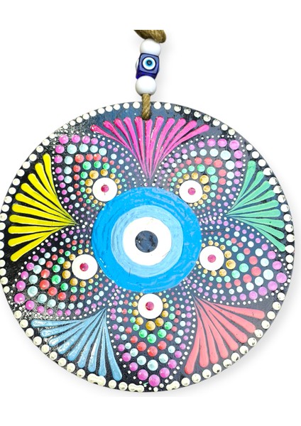 Şans ve Koruma Getiren El Boyaması Ahşap Nazarlık – 20 cm Çapında-Model-11 fırsatları