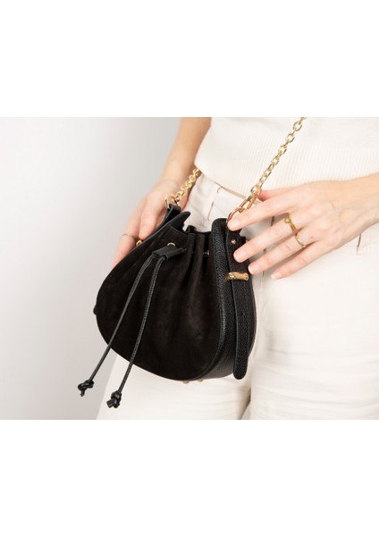 Valentina Süet Deri Kadın Omuz Çantası, Siyah fiyatları