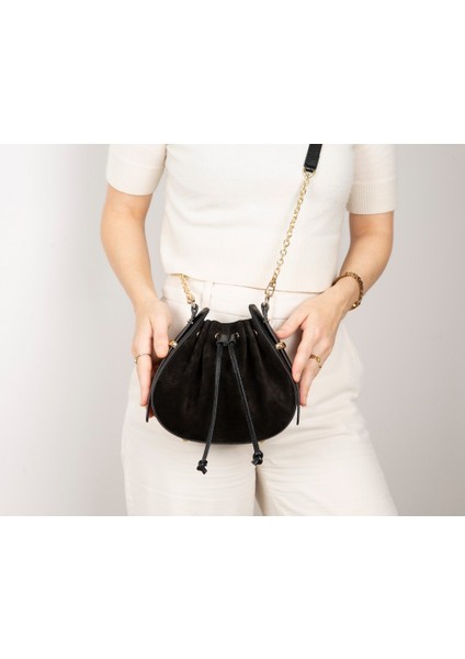 Valentina Süet Deri Kadın Omuz Çantası, Siyah modelleri