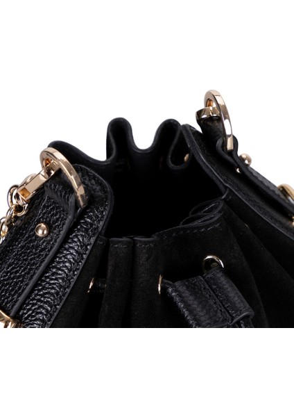 Valentina Süet Deri Kadın Omuz Çantası, Siyah fırsatları