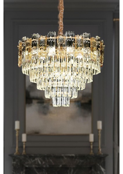Artemis Gold 60 cm Kristal Avize – Salon ve Oturma Odası