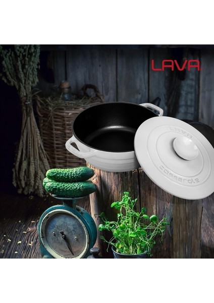 Döküm Yuvarlak Tencere Döküm Demir Kapak Experience Majolik Serisi ÇAP(Ø)28CM Beyaz indirimleri