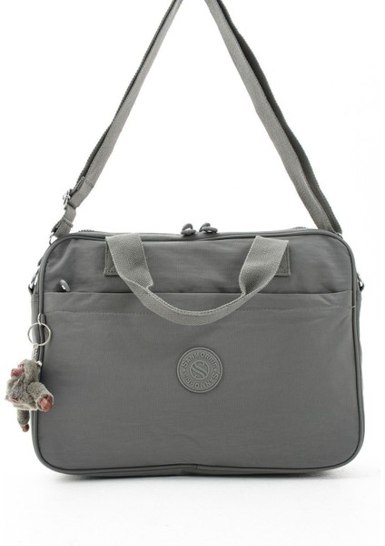 Unisex Klinkır Suya Dayanıklı Laptop Bölmeli Çapraz Askılı Koyu Gri Renkli Evrak ve Laptop Çantası