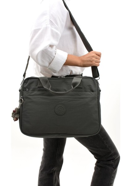 Unisex Klinkır Suya Dayanıklı Laptop Bölmeli Çapraz Askılı Koyu Gri Renkli Evrak ve Laptop Çantası modelleri