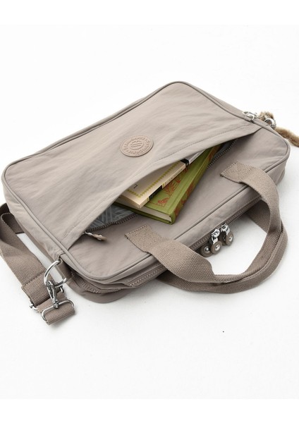 Unisex Klinkır Suya Dayanıklı Laptop Bölmeli Çapraz Askılı Koyu Gri Renkli Evrak ve Laptop Çantası