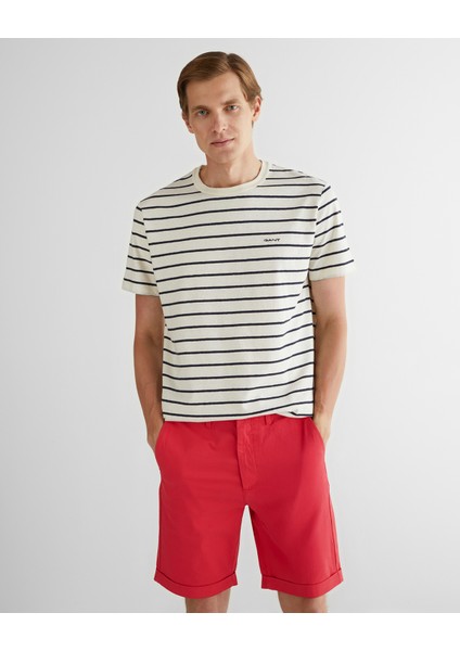 Erkek Krem Regular Fit Bisiklet Yaka Çizgili T-Shirt 2003326.130