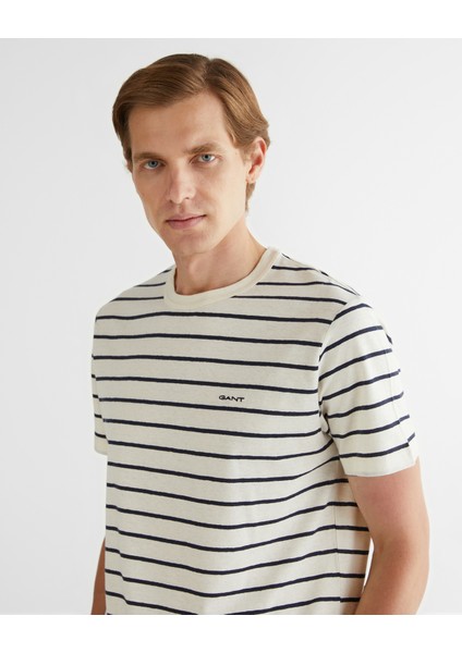 Erkek Krem Regular Fit Bisiklet Yaka Çizgili T-Shirt 2003326.130 fırsatları