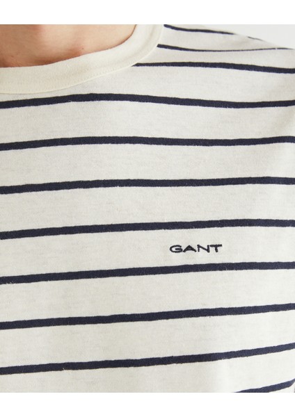 Erkek Krem Regular Fit Bisiklet Yaka Çizgili T-Shirt 2003326.130 indirimleri