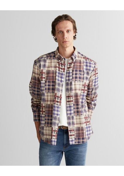 Erkek Bordo Relaxed Fit Gömlek 3825347T.604