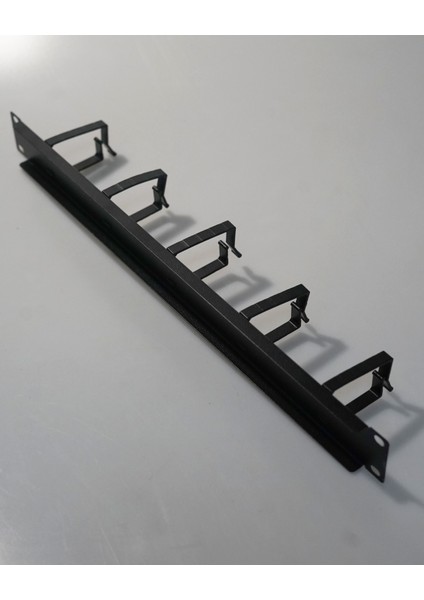 1u 19'' Metal Kancalı Yatay Kablo Organizer Siyah