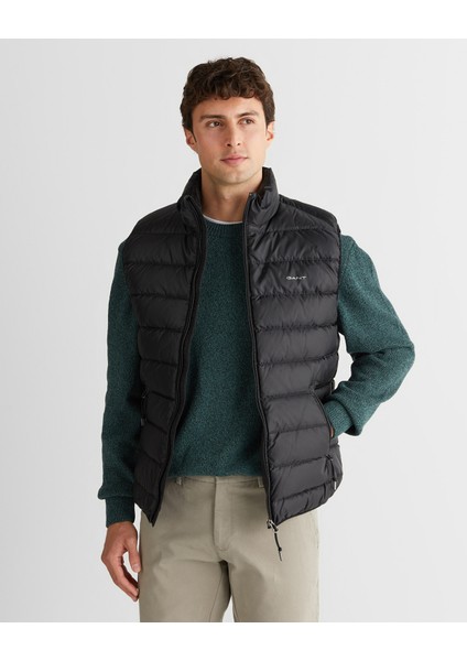 Erkek Siyah Regular Fit Dik Yaka Kaz Tüyü Yelek 7006527.5