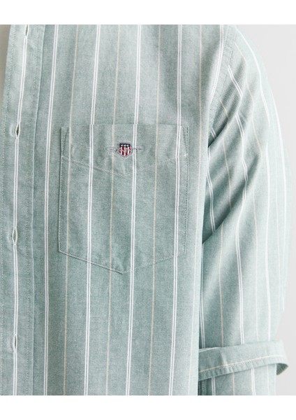 Erkek Yeşil Regular Fit Düğmeli Yaka Çizgili Oxford Gömlek 3250215.338 indirimleri