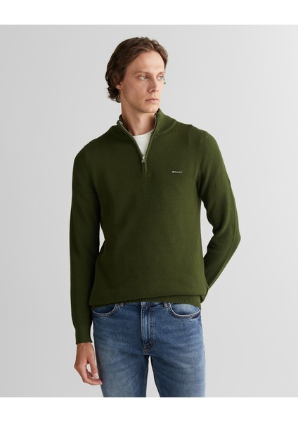 Erkek Haki Regular Fit Yarım Fermuarlı Triko 8040523.360
