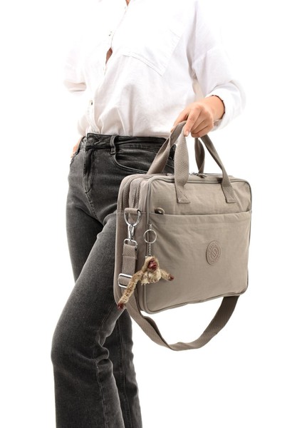 Unisex Klinkır Vizon Renkli Suya Dayanıklı Laptop Bölmeli Çapraz-El Askılı Evrak ve Laptop Çantası modelleri