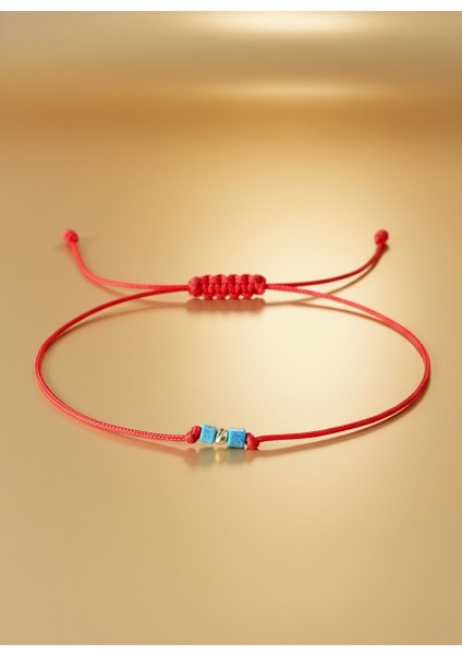 14 Ayar Altın Dorikalı Mavi Taşlı Altın Şans Bilekliği