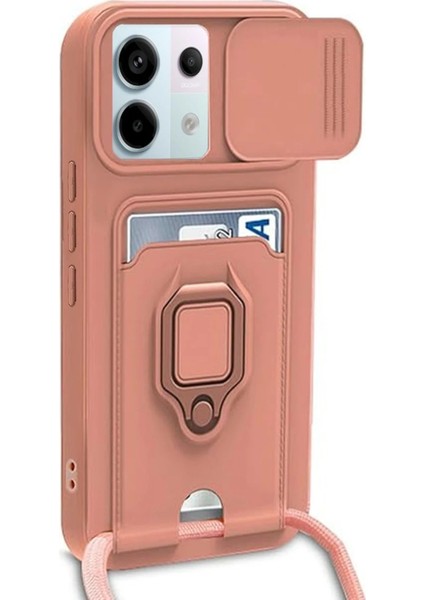 OMR02 Xiaomi Redmi Note 13 Pro 5g Kılıf Zuma Kartvizitli Yüzüklü Silikon - Pembe