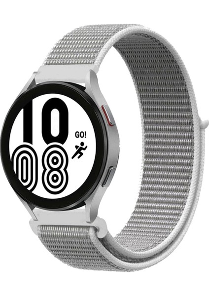 OMR02 Samsung Galaxy Watch 4 Hasırlı Cırtcırtlı Kordon - Beyaz