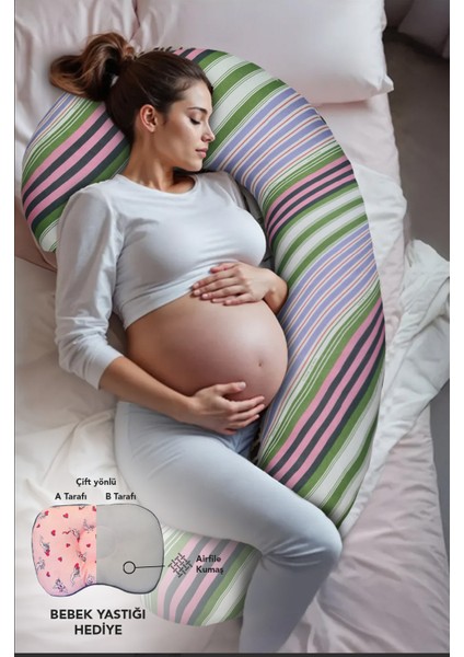 Hamile Yastığı,sarılma Yastığı Aktivite Yastığı Pamuk Kumaş (Yeşil)