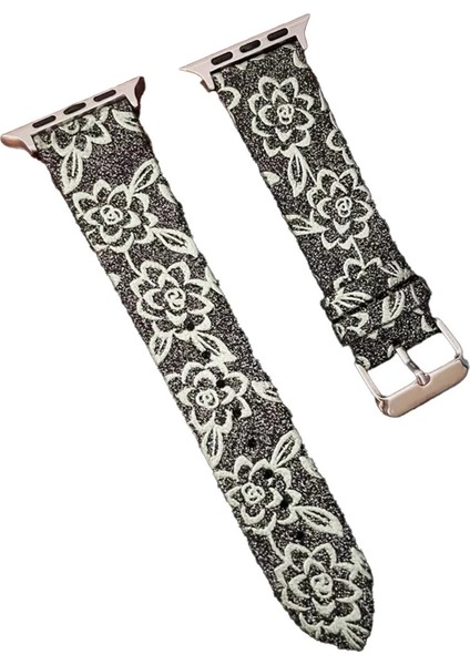 OMR02 Apple Watch 38MM Creeper Desenli Kordon - Siyah