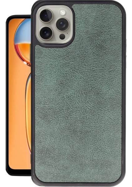 OMR02 iPhone 15 Pro Max Kılıf Aras Deri Kapak - Koyu Yeşil