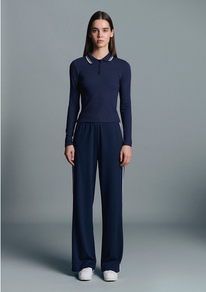 Çizgi Detaylı Lacivert Polo Tişört 1613836-80729