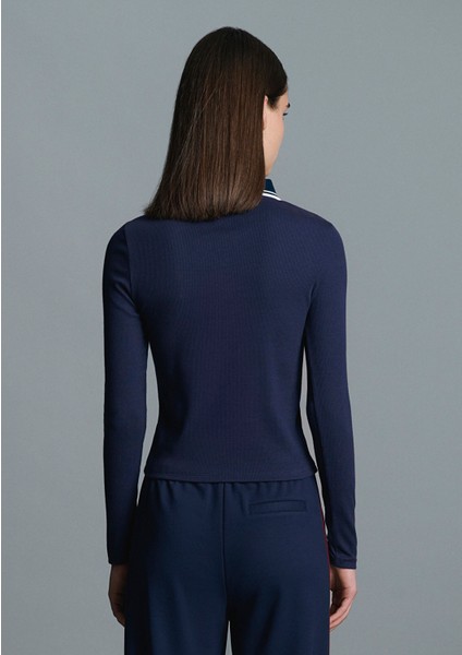 Çizgi Detaylı Lacivert Polo Tişört 1613836-80729