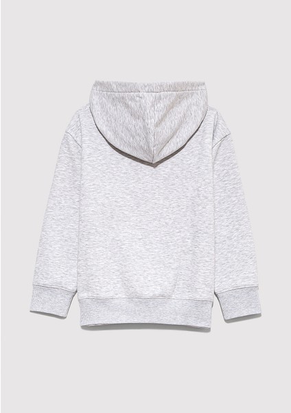 MJ Baskılı Kapüşonlu Gri Sweatshirt 6S10138-88467