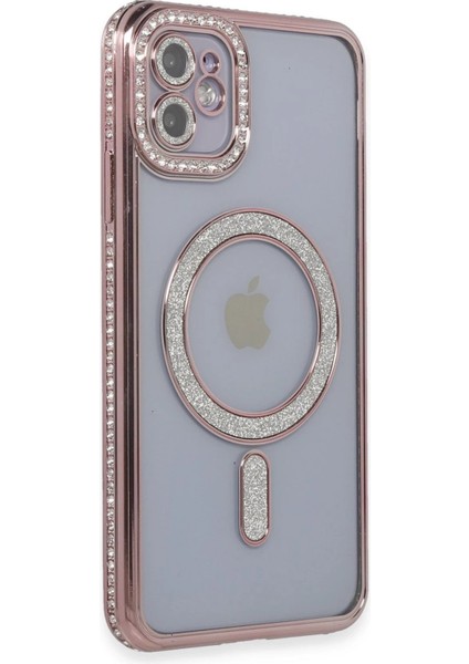 OMR02 iPhone 11 Kılıf Joke Simli Magneticsafe Kılıf - Pembe