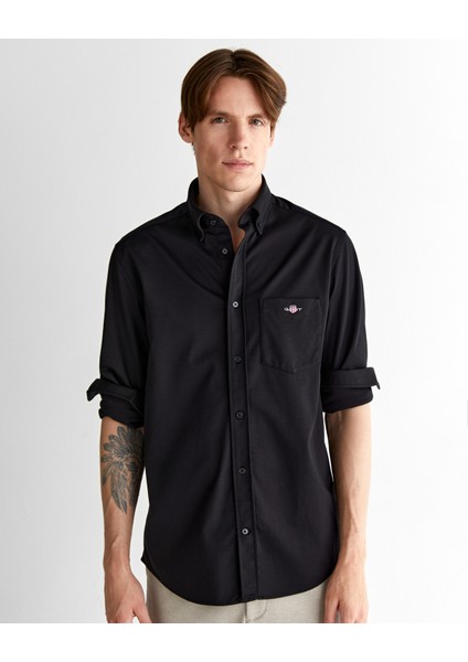 Erkek Siyah Regular Fit Düğmeli Yaka Gömlek 3825117T.5 fırsatları