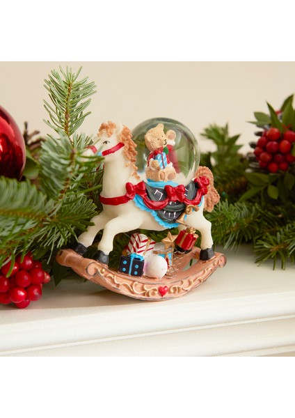 New Year Yılbaşı Teddy Bear On The Carousel Kar Küresi