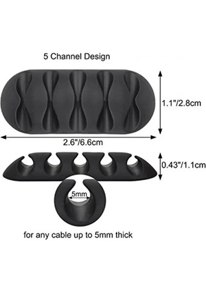 1 Adet 5 Kanallı Kablo Tutucu Masaüstü Veri Kablosu Depolama ve Düzenleme Gri fiyatları