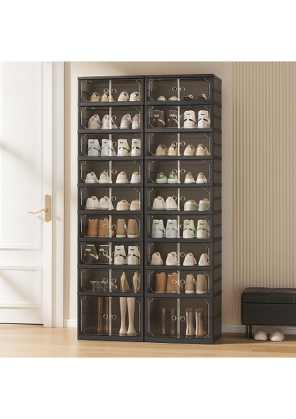 9 Raflı Çok Amaçlı, Geniş, Katlanabilir Dolap, Ayakkabılık ve Raf, Antrasit Gri modelleri