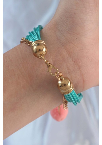 Turkuaz Renk Kar Tanesi Figür Zincir Detay Ipli Çoklu Bileklik fiyatları