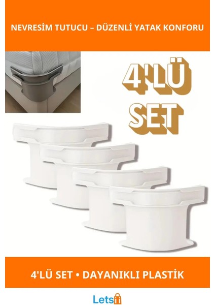 Pratik Yatak Kenarı Nevresim Çarşaf Tutucu Aparat 4’lü Set