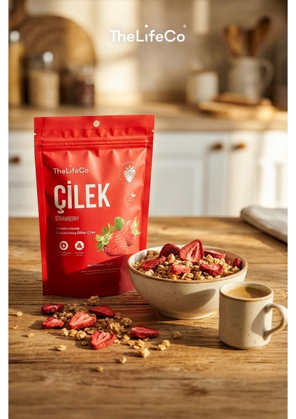 Freeze Dried - Dondurularak Kurutulmuş Dilim Çilek 3'lü Paket fırsatları