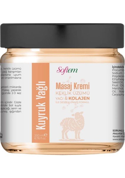 Kuyruk Yağı Masaj Kremi - 200 ml Kolajen Destekli Formül fiyatları