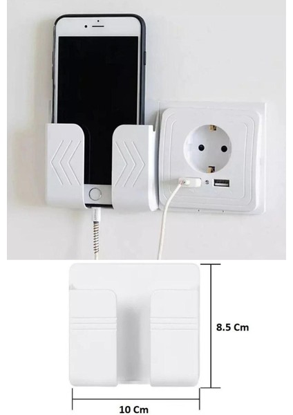 Yapıştırmalı Telefon Kumanda Tutucu Mobil Şarj Priz Askısı ve Telefon Standı Kablo Tutucu