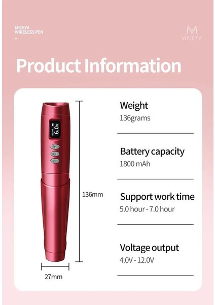 Mıceya Tulıpa Kablosuz Pen Dövme&pmu Makinesi - Kırmızı fiyatları