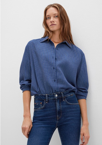 Çizgili Lacivert Gömlek 1210683-80736