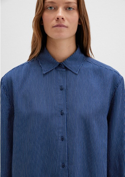Çizgili Lacivert Gömlek 1210683-80736