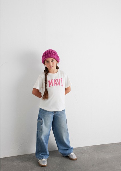 Mavi Logo Baskılı Ekru Tişört 7610109-70057