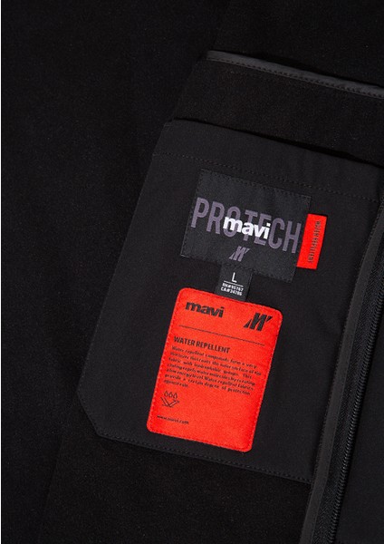 Su İtici Dik Yaka Siyah Ceket 0110361-900