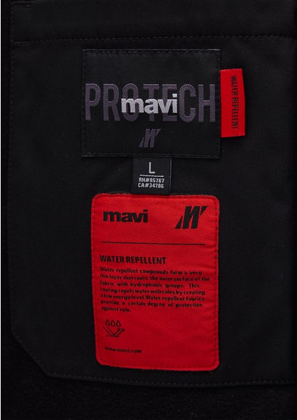 Su İtici Dik Yaka Siyah Ceket 0110361-900