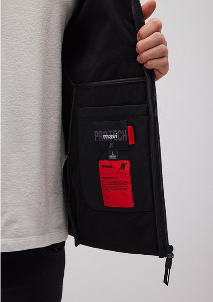 Su İtici Dik Yaka Siyah Ceket 0110361-900