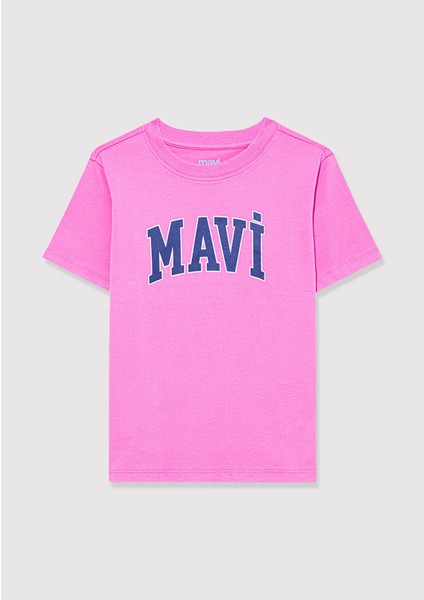 Mavi Logo Baskılı Pembe Tişört 7610109-71033