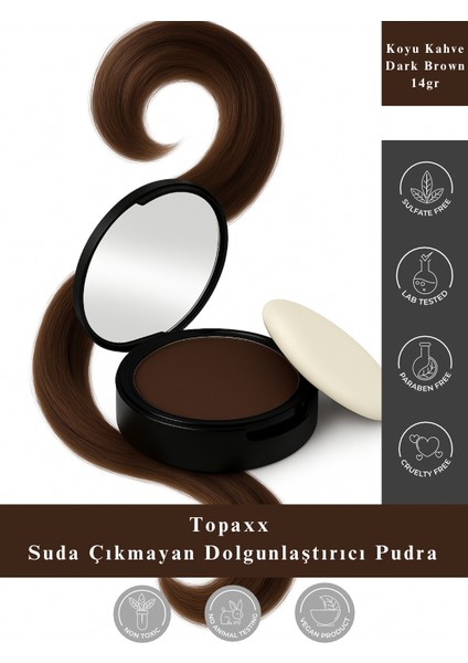 Koyu Kahve Suda Çıkmayan Saç Sakal Dolgunlaştırıcı Topik Pudra 14 gr