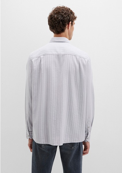 Çizgili Gri Gömlek 0211709-91016